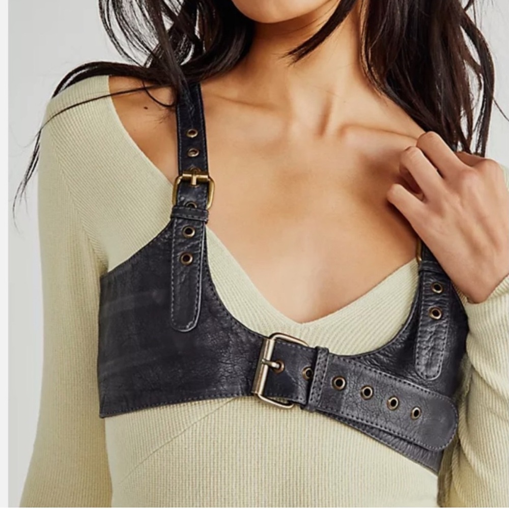 Free People Rebel Leather Harness belt
